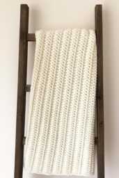 Chunky Crochet Blanket - Ribbed Stitch Throw Cozy Home Decor Bulky Housewarming Gift Knit - thumbnail 1