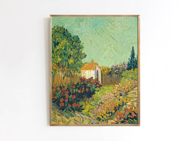 Cottage Garden - Vintage Oil Painting Flowers Style Of Van Gogh Print Sizes 5x7 8x10 9x12 - image 1