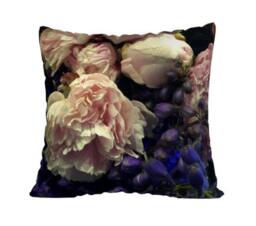 Velvet Pillow, Pink Peonies Throw Old Masters, Velvet Boho Cushion, Flowers, 18x18In Or 22x22In, Decorative Cushion, Bed Pillow - thumbnail 2