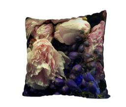 Velvet Pillow, Pink Peonies Throw Old Masters, Velvet Boho Cushion, Flowers, 18x18In Or 22x22In, Decorative Cushion, Bed Pillow - thumbnail 3