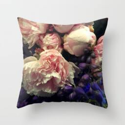 Velvet Pillow, Pink Peonies Throw Old Masters, Velvet Boho Cushion, Flowers, 18x18In Or 22x22In, Decorative Cushion, Bed Pillow - thumbnail 1