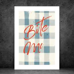 Bite Me - Wall Print Abstract Kitchen Quote Gingham Cafe Food Cheeky Gift Idea Bespoke Poster A5 A4 A3 Framed Or Unframed - thumbnail 2