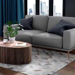 Taupe Chevron Cowhide Rug Genuine Leather Patchwork - thumbnail 4