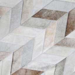 Taupe Chevron Cowhide Rug Genuine Leather Patchwork - thumbnail 3