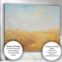 Minimalist Golden Barley Field Under Pale Blue Sky Canvas Wall Art Print Decor Picture Ready To Hang - thumbnail 3