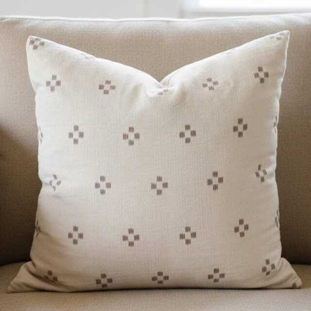 Neutral Geometric Throw Pillow Cover Beige Cream Handmade Minimal Pattern Cushion Modern Farmhouse Decor Square Or Lumbar - image 1