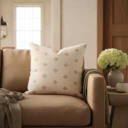 Neutral Geometric Throw Pillow Cover Beige Cream Handmade Minimal Pattern Cushion Modern Farmhouse Decor Square Or Lumbar - thumbnail 2