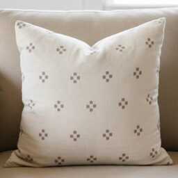 Neutral Geometric Throw Pillow Cover Beige Cream Handmade Minimal Pattern Cushion Modern Farmhouse Decor Square Or Lumbar - thumbnail 1