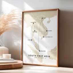 Southeast Asia Personalised Travel Map Print With Photo Collage Custom Poster Engagement Anniversary Gift - thumbnail 2