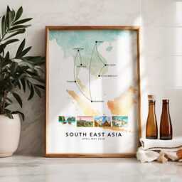 Southeast Asia Personalised Travel Map Print With Photo Collage Custom Poster Engagement Anniversary Gift - thumbnail 1