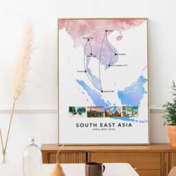 Southeast Asia Personalised Travel Map Print With Photo Collage Custom Poster Engagement Anniversary Gift - thumbnail 3