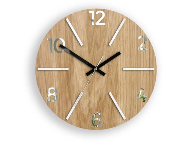 Wood Clock, Large Wall Wall Clock, Aksel White, Gift, Decor, Unique Wall, Oak, Clocks, Mirror White - image 1