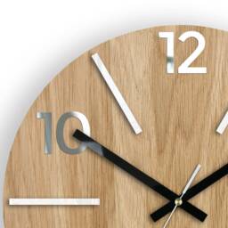 Wood Clock, Large Wall Wall Clock, Aksel White, Gift, Decor, Unique Wall, Oak, Clocks, Mirror White - thumbnail 2