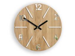 Wood Clock, Large Wall Wall Clock, Aksel White, Gift, Decor, Unique Wall, Oak, Clocks, Mirror White - thumbnail 1