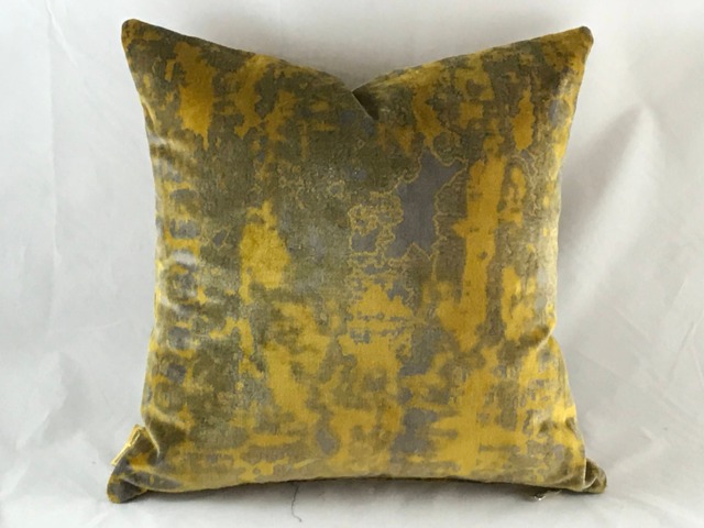Silky Velvet Cushion Cover, Citrine Gold Abstract Pattern, European Designer Fabric - image 1