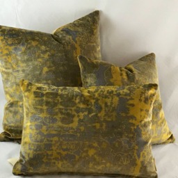 Silky Velvet Cushion Cover, Citrine Gold Abstract Pattern, European Designer Fabric - thumbnail 3