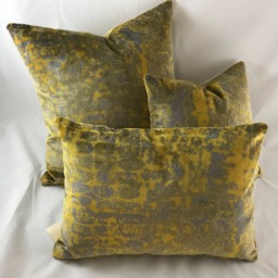 Silky Velvet Cushion Cover, Citrine Gold Abstract Pattern, European Designer Fabric - thumbnail 2