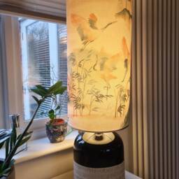 Herons in Flight Extra Tall Cylinder Lampshade Cotton, 50cm Height - thumbnail 2
