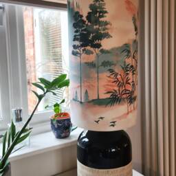 Herons in Flight Extra Tall Cylinder Lampshade Cotton, 50cm Height - thumbnail 3