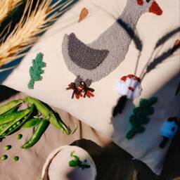 Pillowcase Goose Punch Needle Handmade Craft Home Decor Idea Countryside Theme Cozy Pillow Nature Cute Bird Image Little Grey - thumbnail 2