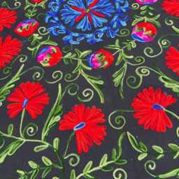 Bohemian Cotton Suzani Hand-Embroidered Quilt, Rich Floral Embroidery, Handmade Reversible Bedding Throw - thumbnail 3