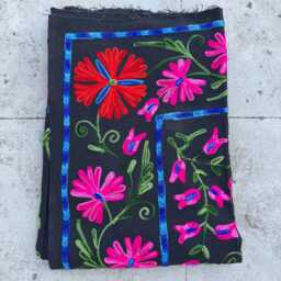 Bohemian Cotton Suzani Hand-Embroidered Quilt, Rich Floral Embroidery, Handmade Reversible Bedding Throw - thumbnail 4