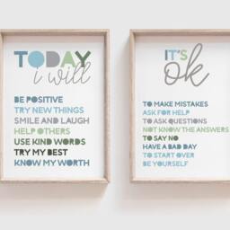 Set Of 2 Affirmations Prints, Girls Bedroom Decor, Boho, Playroom Motivational, Inspirational Boys Decor - thumbnail 2