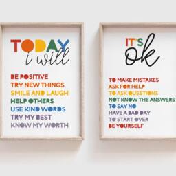 Set Of 2 Affirmations Prints, Girls Bedroom Decor, Boho, Playroom Motivational, Inspirational Boys Decor - thumbnail 3