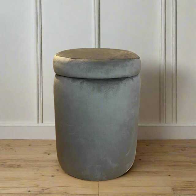 Handmade Velvet Ottoman Stool Grey & More Colours Storage Dressing Table Chair - image 1