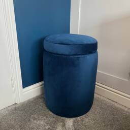 Handmade Velvet Ottoman Stool Grey & More Colours Storage Dressing Table Chair - thumbnail 2