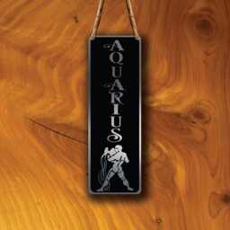 Aquarius Zodiac Sign Wall Art Brushed Silver Hanging Plaque - thumbnail 2