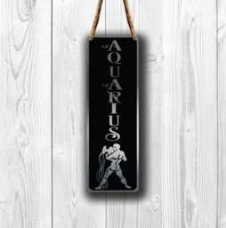 Aquarius Zodiac Sign Wall Art Brushed Silver Hanging Plaque - thumbnail 1
