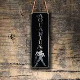 Aquarius Zodiac Sign Wall Art Brushed Silver Hanging Plaque - thumbnail 3