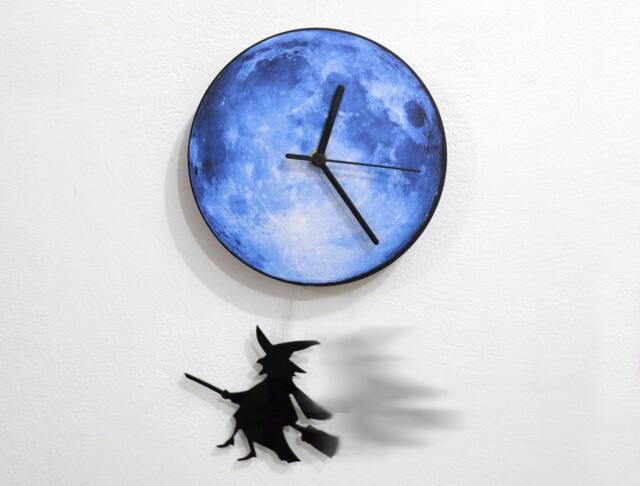 Halloween Witch Swinging On The Moon - Wall Clock With Pendulum Clock Unique Decor Gift Idea - image 1