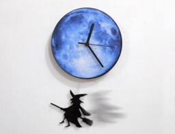 Halloween Witch Swinging On The Moon - Wall Clock With Pendulum Clock Unique Decor Gift Idea - thumbnail 1