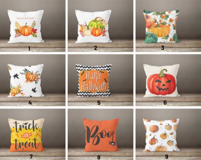 Hello Halloween Autumn Cushion Case/Autumn Pumpkin Pillow Top/Fall Trend Home Decoration/Farmhouse Style Case/ - image 1