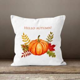 Hello Halloween Autumn Cushion Case/Autumn Pumpkin Pillow Top/Fall Trend Home Decoration/Farmhouse Style Case/ - thumbnail 2