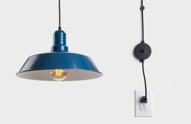 Emil Minimalist Plug-In Pendant Lamp Shade With On/Off Switch Navy - image 1