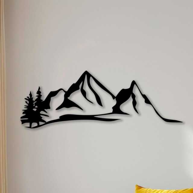 Mountain Metal Wall Art, Minimalist Nature Decor, Cabin Art - image 1