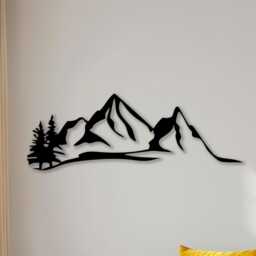 Mountain Metal Wall Art, Minimalist Nature Decor, Cabin Art