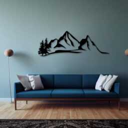 Mountain Metal Wall Art, Minimalist Nature Decor, Cabin Art - thumbnail 3