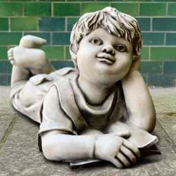 Concrete Reading Boy Statue Stone Young Sculpture Outdoor Child Figurine Cement Memorial Children Art Handmade Garden Decoration - thumbnail 1