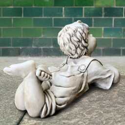 Concrete Reading Boy Statue Stone Young Sculpture Outdoor Child Figurine Cement Memorial Children Art Handmade Garden Decoration - thumbnail 3