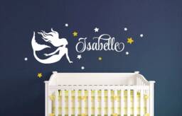 Mermaid With Name Wall Decal, Personalized Decal Mermaid, Kids Decals, Script Name Decals, Girl Wall Art