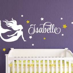 Mermaid With Name Wall Decal, Personalized Decal Mermaid, Kids Decals, Script Name Decals, Girl Wall Art - thumbnail 2