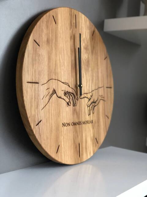 Oak Wood Wall Clock Engraved Personalised Custom Unique Family Wedding Gift - image 1