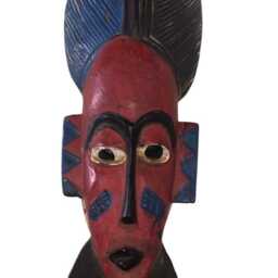 Handpainted Sese Wood Tribal Mask West African Wall Art - thumbnail 2