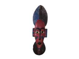 Handpainted Sese Wood Tribal Mask West African Wall Art