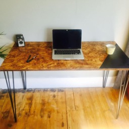 Osb Industrial Desk With Black Steel Hairpin Legs & Chalk Board Zone - thumbnail 2