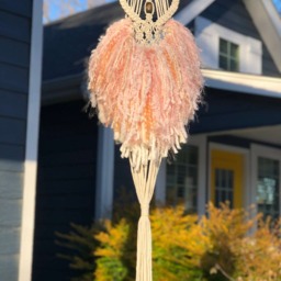 Macrame Owl, Owl Nursery Decor, Pink Decor, Coral Wall Decor, Girl Decor, Baby Owls, Macrame Hangings, Rope Hanging - thumbnail 2